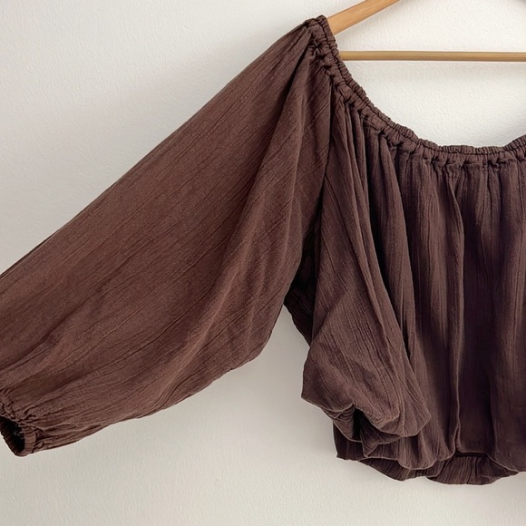 Free People We The Free All About The Bubble Tee Brown NWOT - Picture 6 of 12